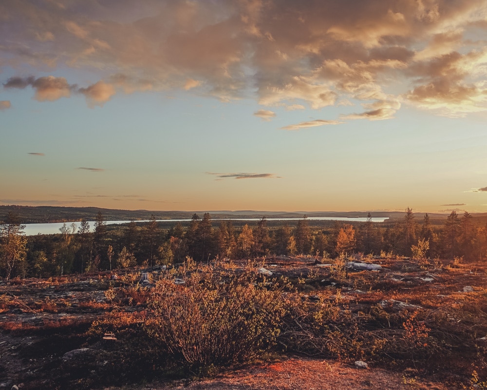 Norvajärvi and the midnight sun.