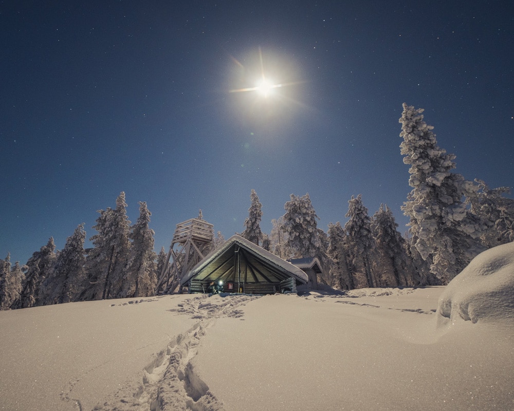 14.2.2022 Moonlight ambience at Perunkajärvi, Rovaniemi Finland.