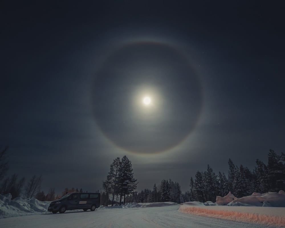 15.2.2022 moonlight halo at Aska, Sodankylä Finland.