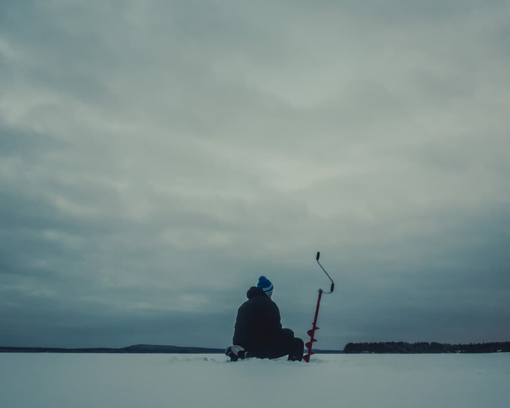 19.12.2022 Ice fishing at Norvajärvi, Rovaniemi Finland.