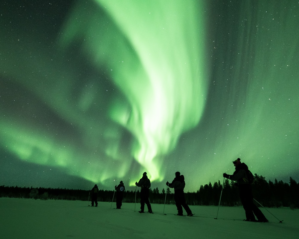 25.1.2022 northern lights skiing at Perunkajärvi, Finnish Lapland.