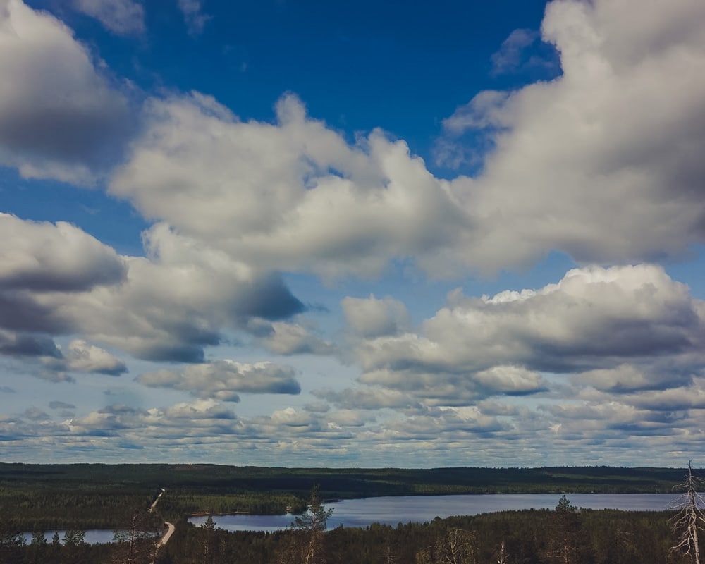 Cumulus clouds in the summer.