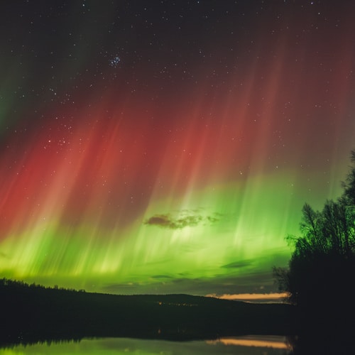 Red Northern Lights in Rovaniemi, Lapland