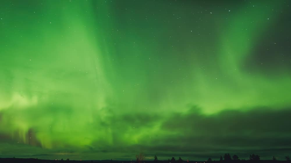 22.10.2022 Green Northern Lights in Rovaniemi, Lapland.