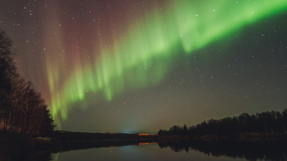 Northern Lights flicker in Rovaniemi, Lapland.