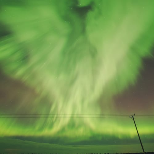 23.3.2023 Northern lights spiritual shape in Rovaniemi, Lapland.