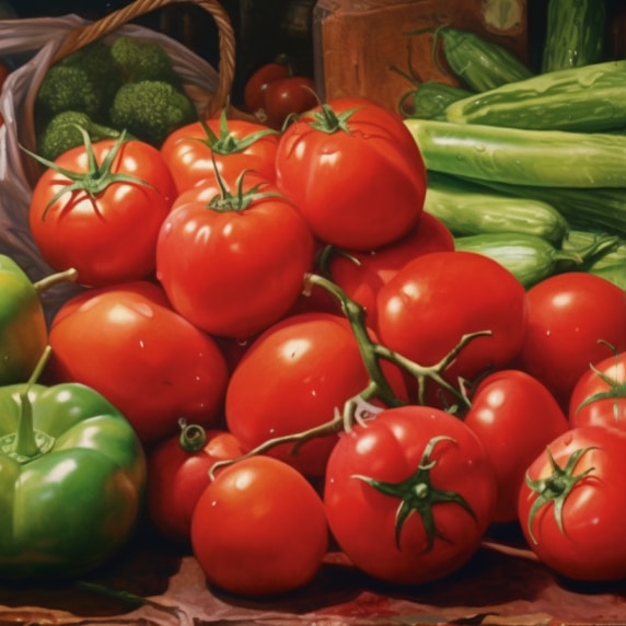 Tomatoes in a grocery store.