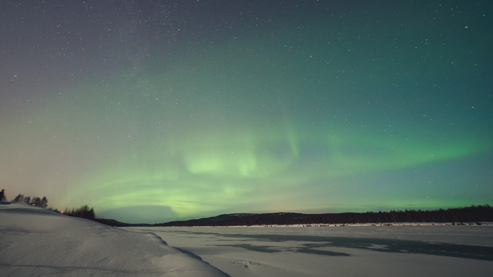 4.1.2020 River Ounasjoki under the northern lights.